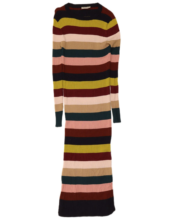 Whistles Dame Maxi Jumper Kjole UK 4 XS Flerfarvet stribet uld