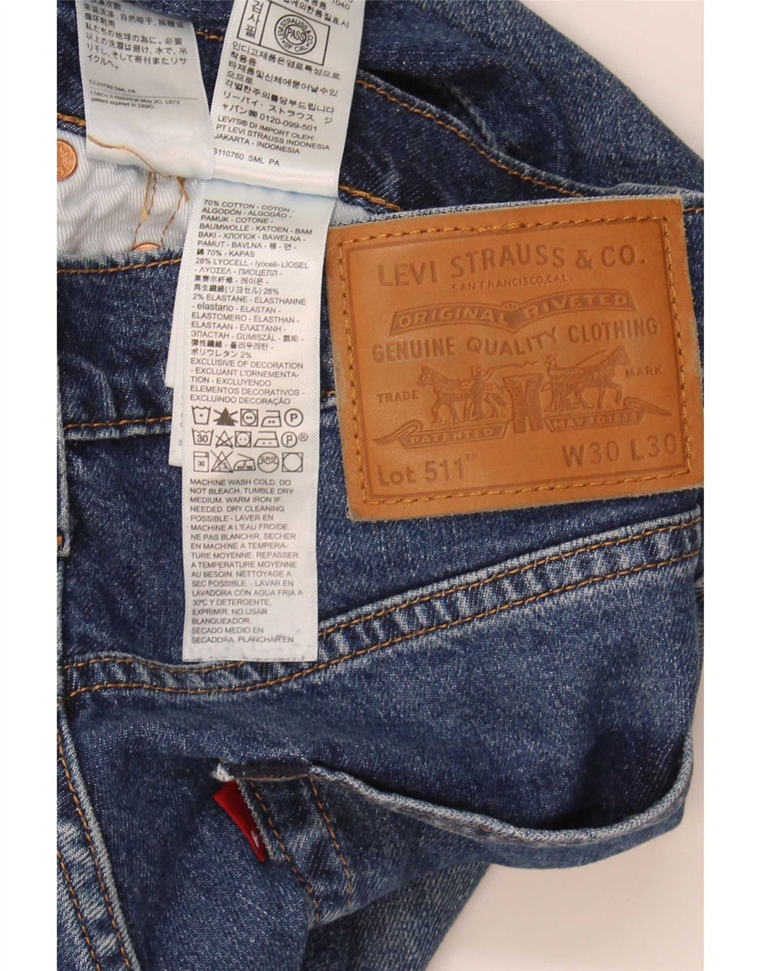 Levi's Herre 511 Slim Jeans W30 L30 Blå Bomuld