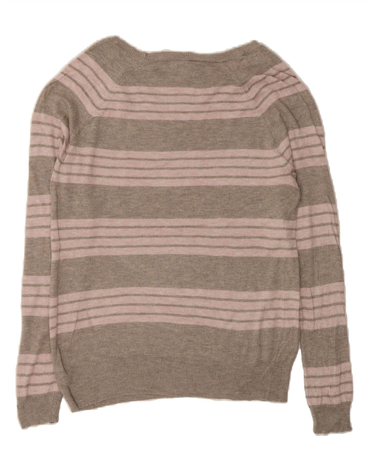 MOSSIMO Womens Boat Neck Jumper Sweater UK 18 XL Grey Striped Vintage Mossimo and Second-Hand Mossimo from Messina Hembry 