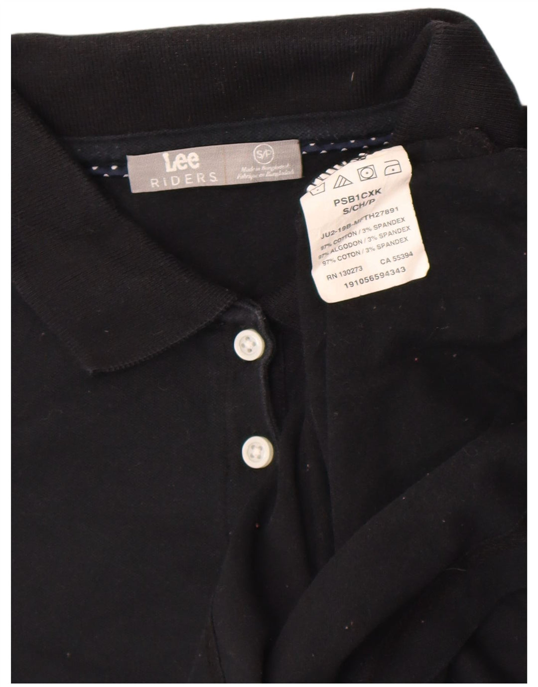 Lee Womens Riders Polo Shirt UK 10 Small Black Bomuld