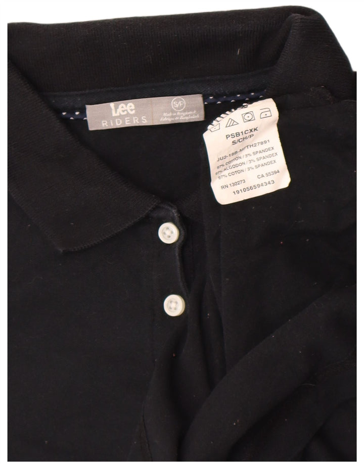 Lee Womens Riders Polo Shirt UK 10 Small Black Bomuld