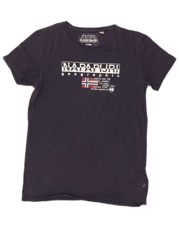 Napapijri Boys Geographic Graphic T-Shirt Top 13-14 år Marineblå Bomuld