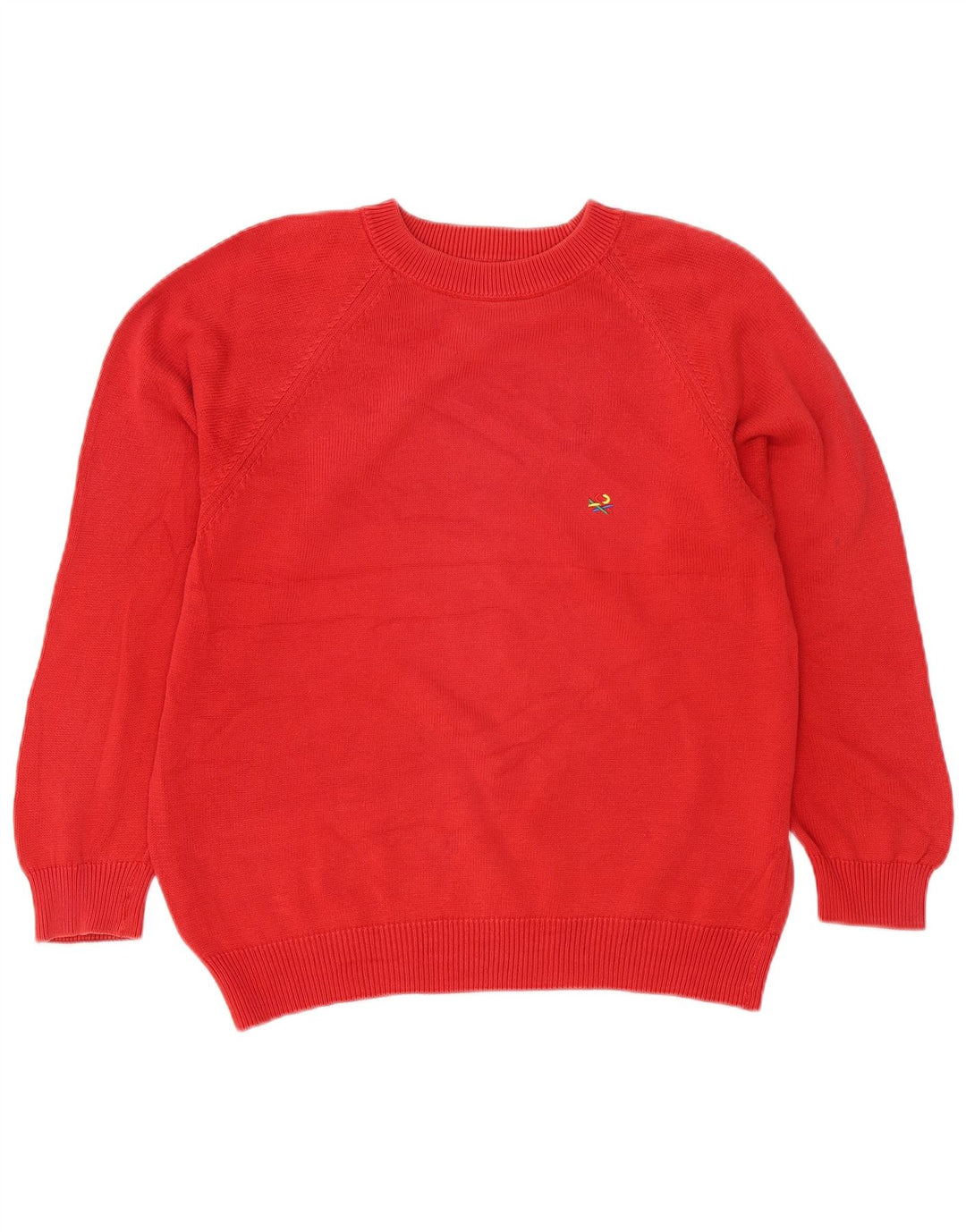 Benetton Herre sweater med rund hals, medium rød bomuld
