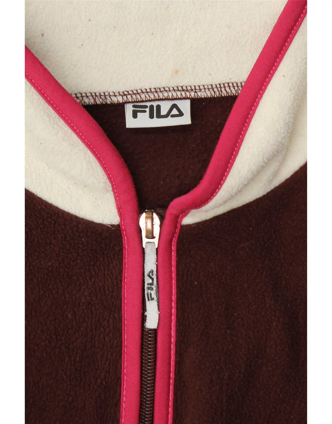 Fila Dame Fleecejakke UK 16 Large Burgundy Colourblock