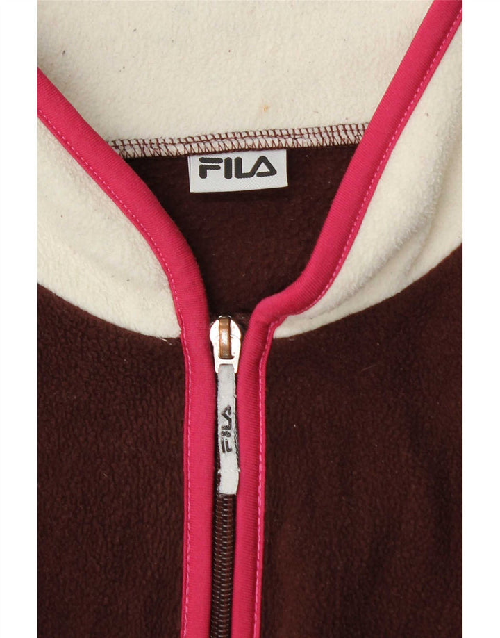 Fila Dame Fleecejakke UK 16 Large Burgundy Colourblock