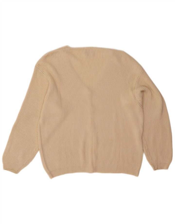 Stefanel Dame Oversized Cardigan Sweater UK 14 Medium Beige Viscose