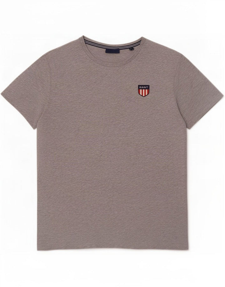 Gant herre T-shirt top mellemgrå flækket bomuld
