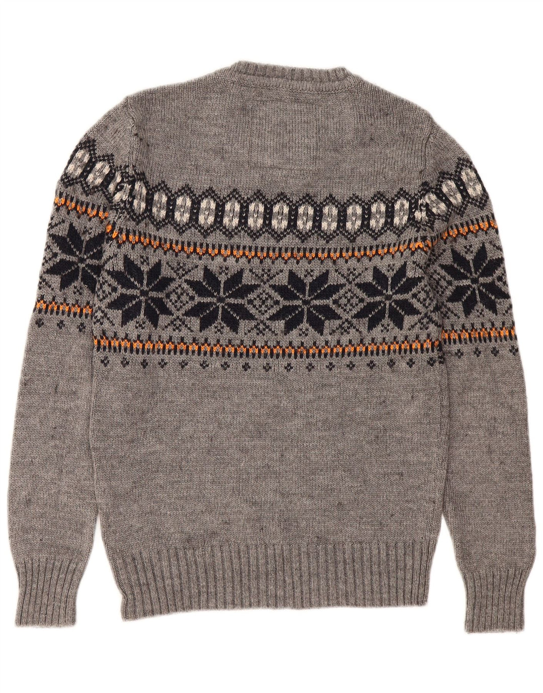 Superdry Herre sweater med rund hals, lille grå Fair Isle Akryl