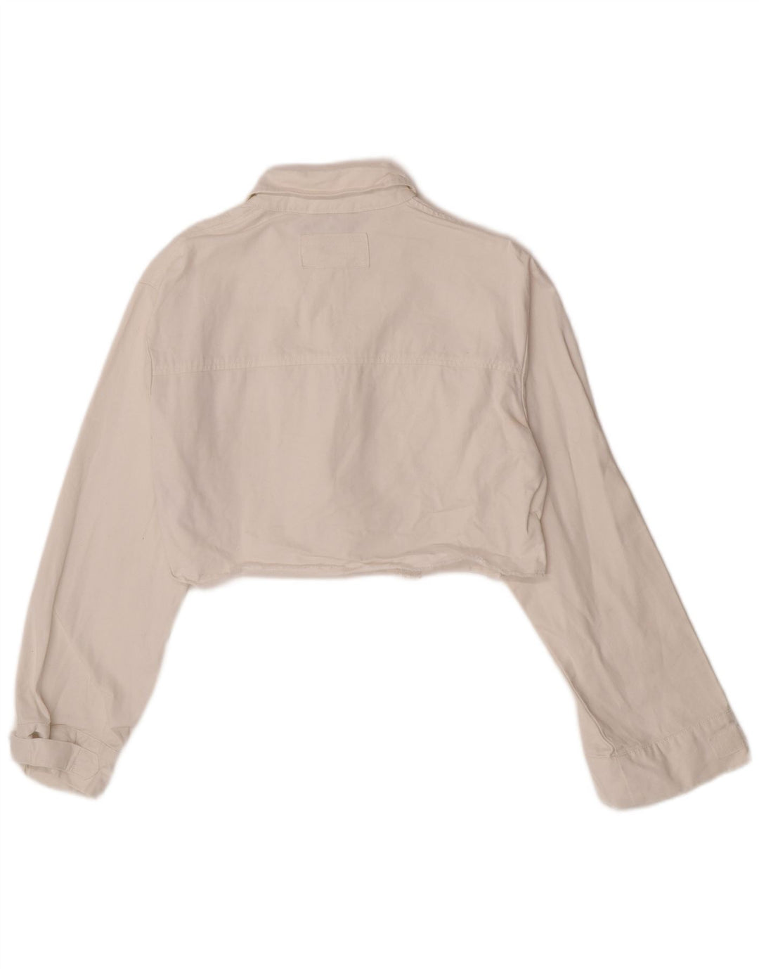 Vintage Dame Crop Denim Jacket UK 10 Small White Bomuld