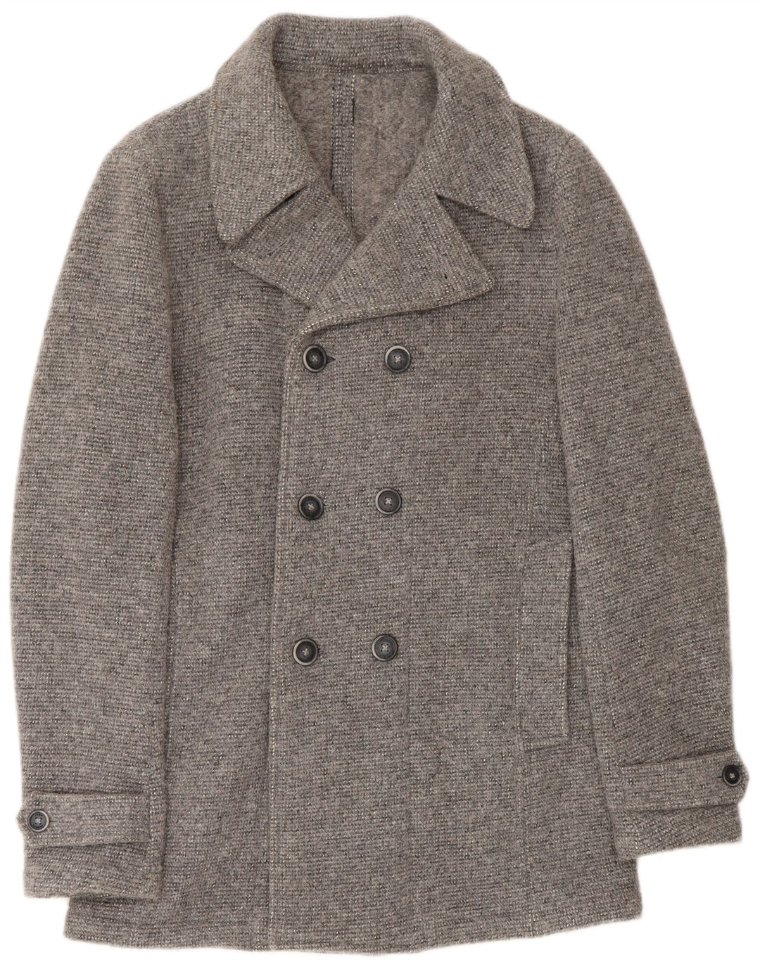 John Barritt Herre Strik Pea Coat UK 36 Small Grey