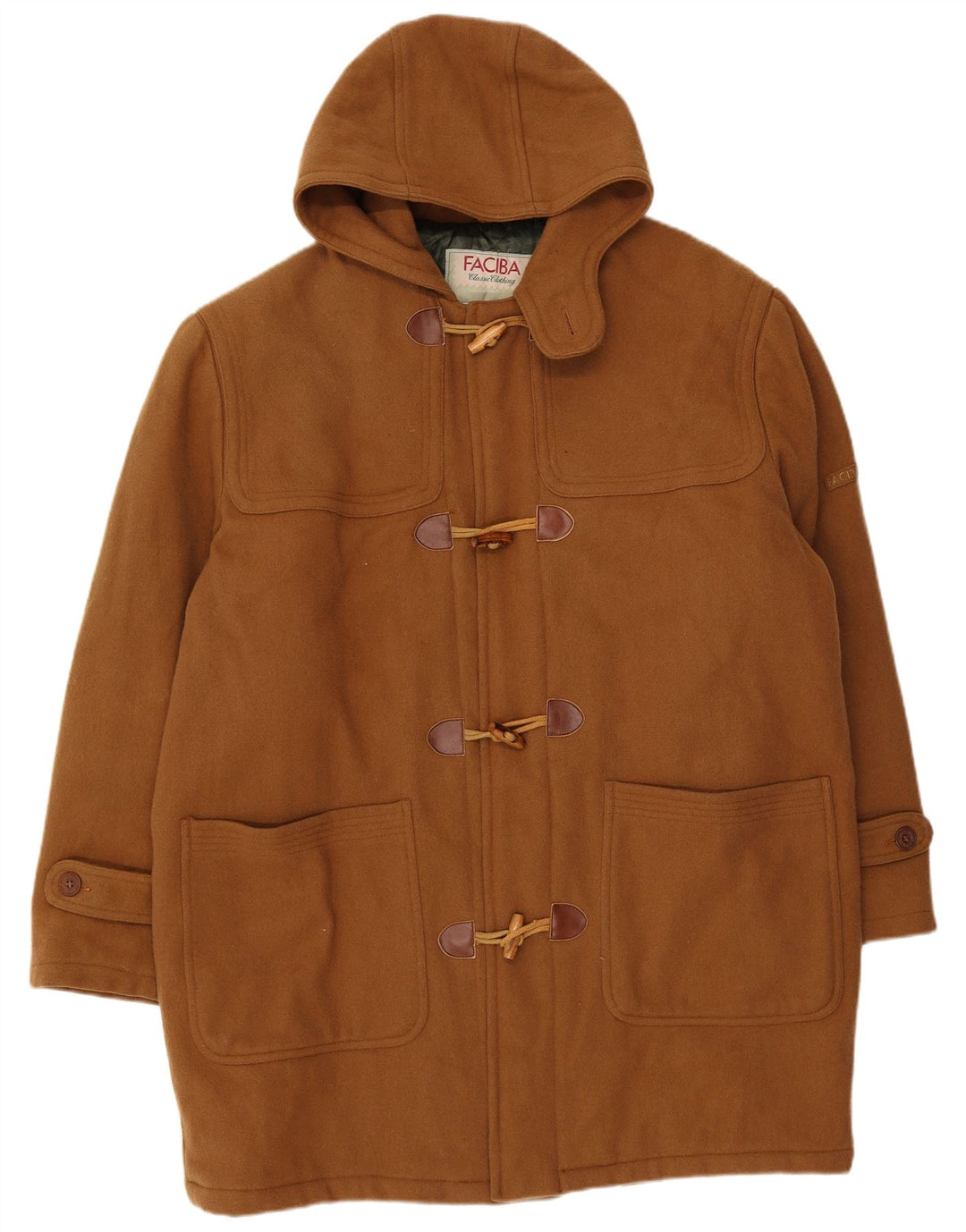 Faciba Herre Hooded Duffel Coat IT 50 Stor Brun Uld