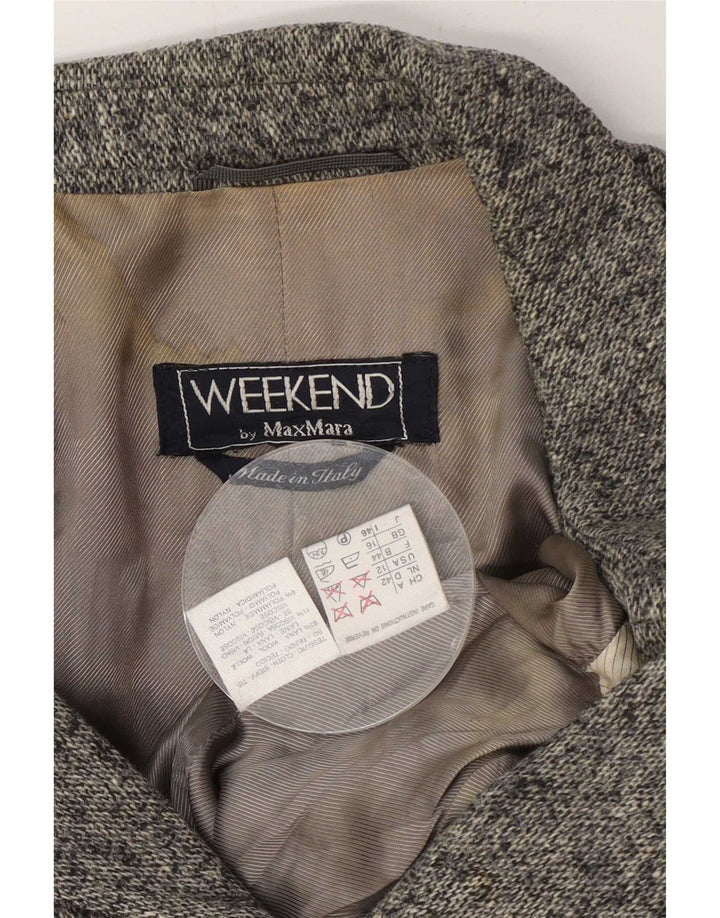 Max Mara Dame Weekend 1-knap blazerjakke UK 16 Large Grey Flecked