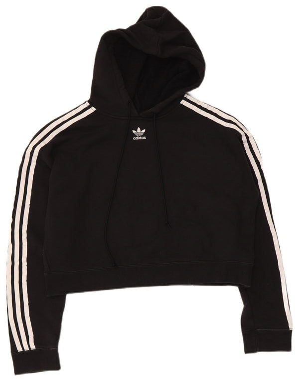 Adidas Dame Crop Hoodie Jumper UK 14 Medium Sort Bomuld
