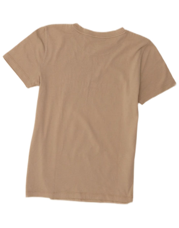 Tommy Hilfiger Dame Grafisk T-Shirt Top UK 6 XS Beige Bomuld