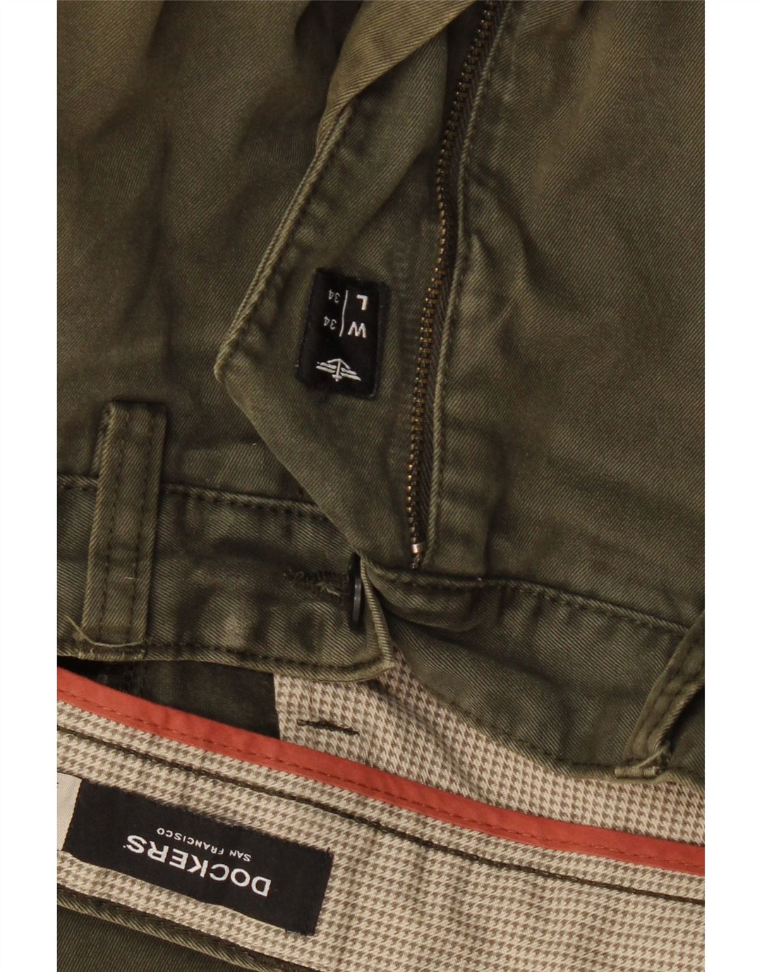 DOCKERS Straight Chino-bukser til mænd W34 L30 Khaki Bomuld