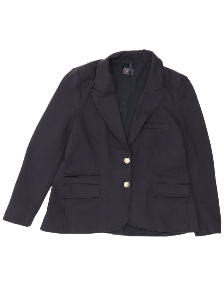 Marks & Spencer Dame 2-knaps blazerjakke UK 16 Large Navy Blue Viscose