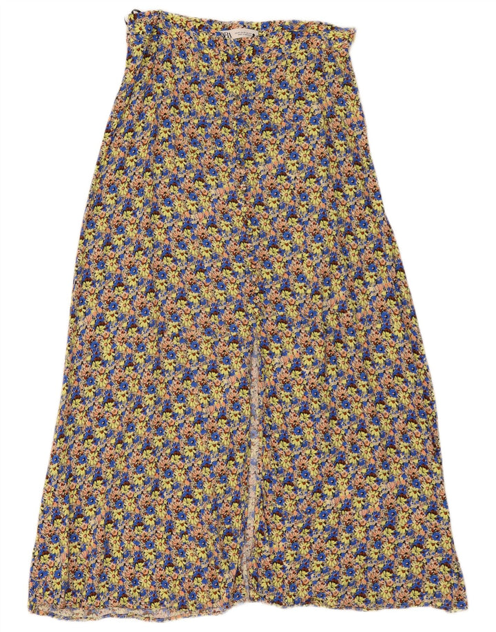 Zara Dame Maxi Nederdel Medium W29 Flerfarvet Blomster