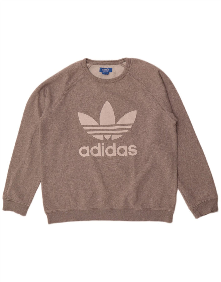 Adidas grafisk sweatshirt til mænd, stor grå flækket bomuld
