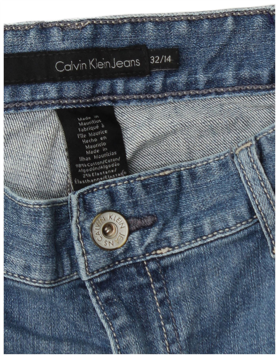 CALVIN KLEIN højtaljede cropped jeans til kvinder US 14 Large W32 L26 Blå