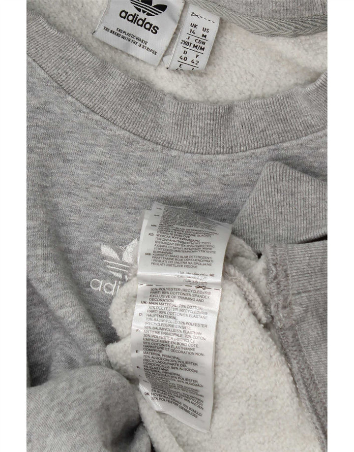 Adidas Dame Oversized Sweatshirt Jumper UK 14 Stor Grå Bomuld