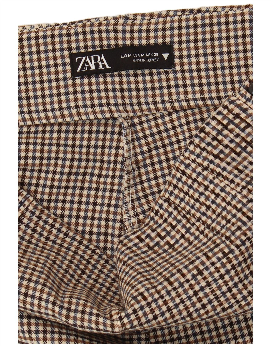 Zara Dame Skinny Bukser Medium W28 L28 Brun Gingham