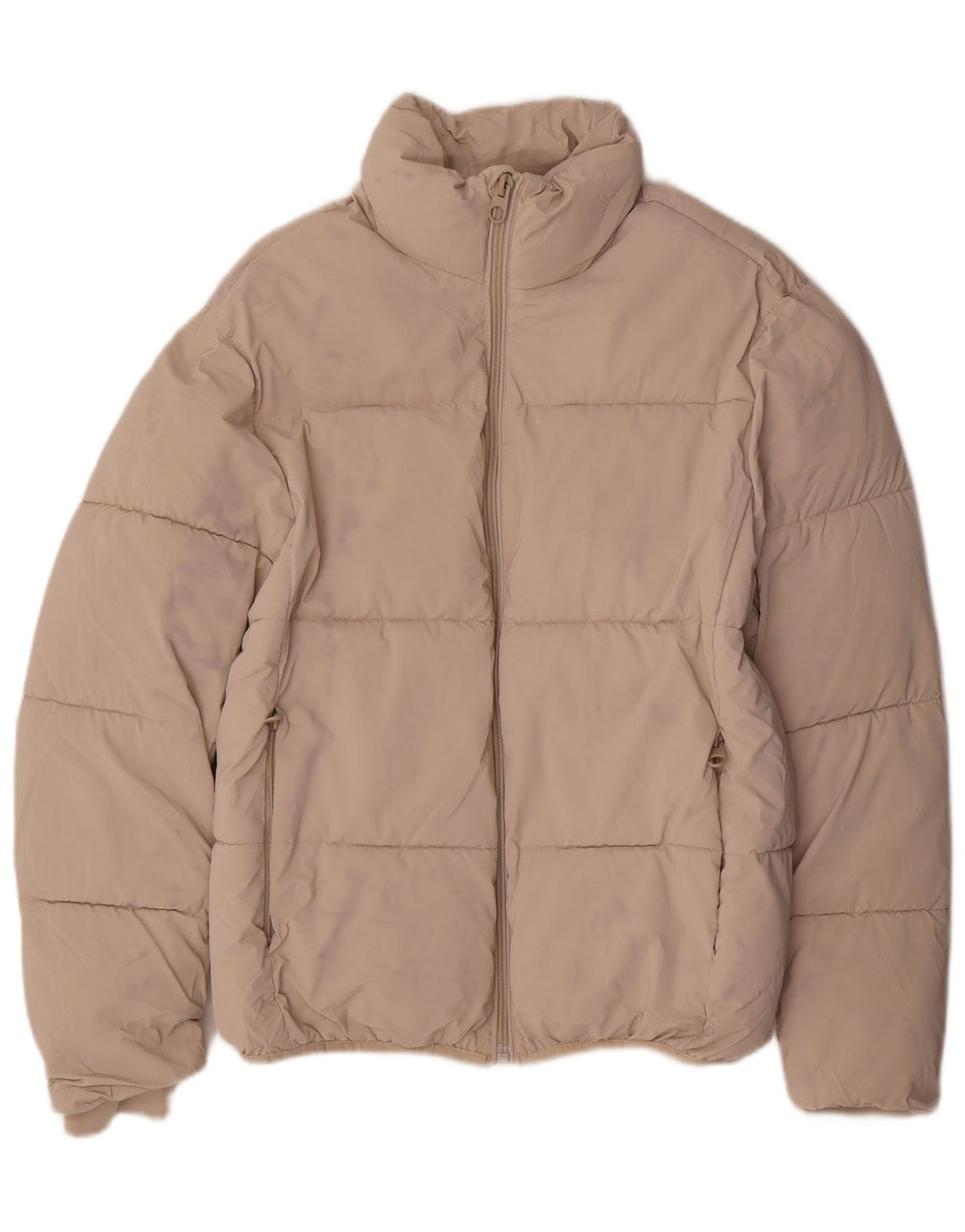 Zara Dame Oversized Polstret Jakke UK 10 Small Beige Nylon
