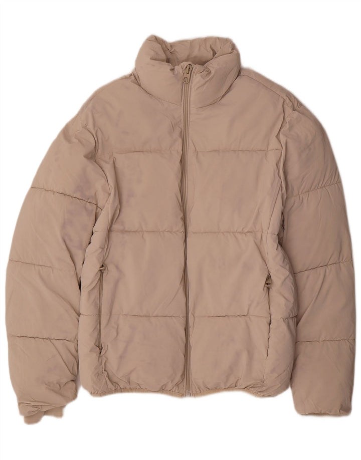 Zara Dame Oversized Polstret Jakke UK 10 Small Beige Nylon