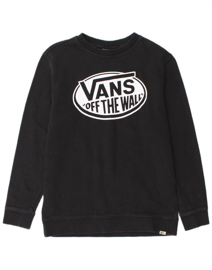 VANS Dame Grafisk Sweatshirt Jumper UK 14 Stor sort bomuld