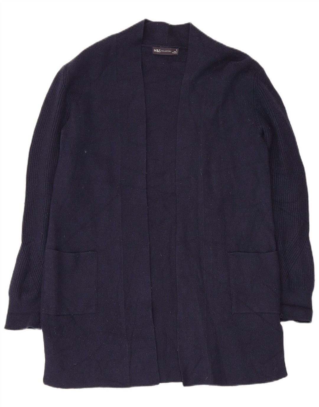 Marks & Spencer Dame Longline Cardigan Sweater UK 12 Medium Navy Blue