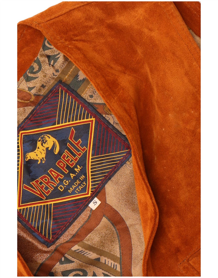 Vintage herre ruskind vest lille brunt læder