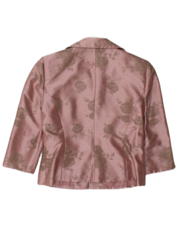 Jessica Howard Bolero-top med 3/4 ærmer til kvinder, US 10, stor lyserød blomstret nylon