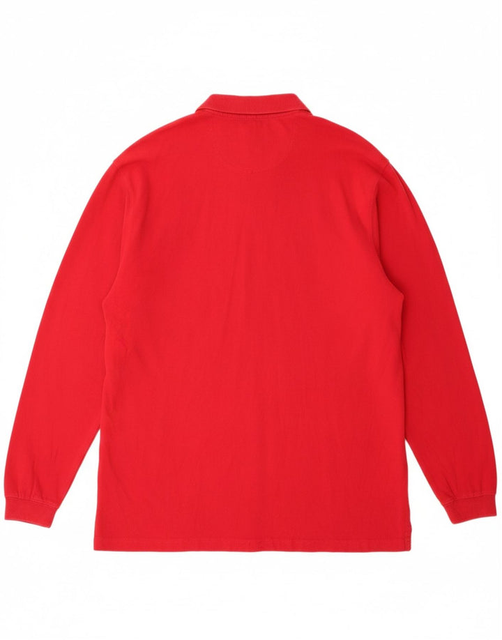 IZOD Mens Long Sleeve Polo Shirt XL Red Cotton Vintage Izod and Second-Hand Izod from Messina Hembry 