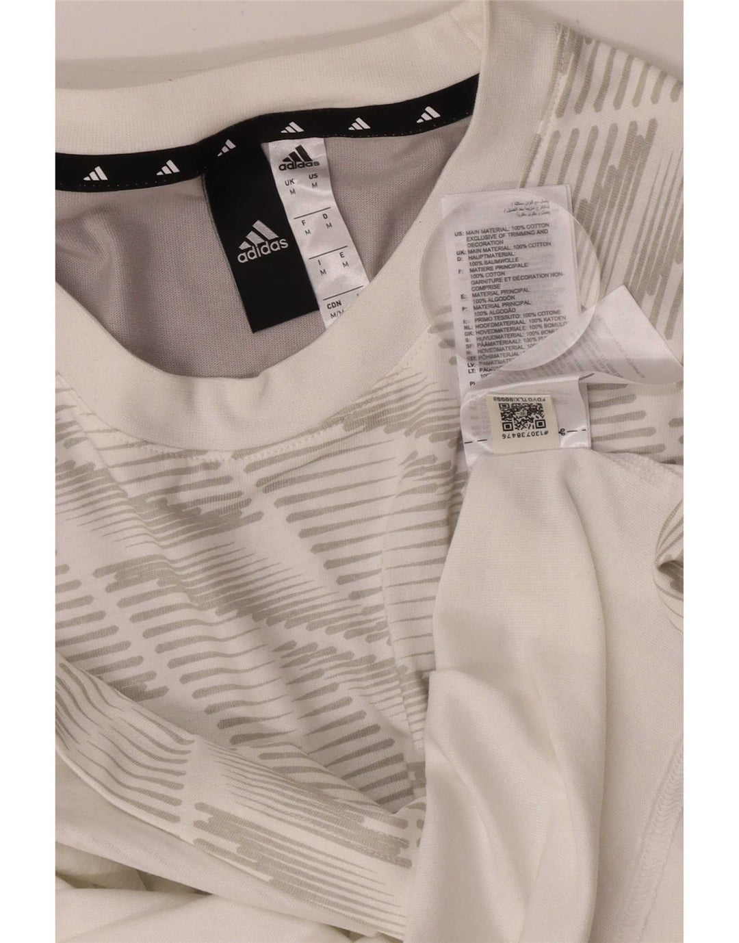 Adidas Herre T-Shirt Top Medium Hvid Geometrisk Bomuld