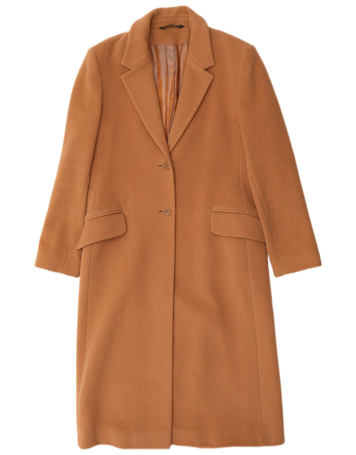 LAURA ASHLEY Dame Overfrakke UK 14 Stor Brun Virgin Wool