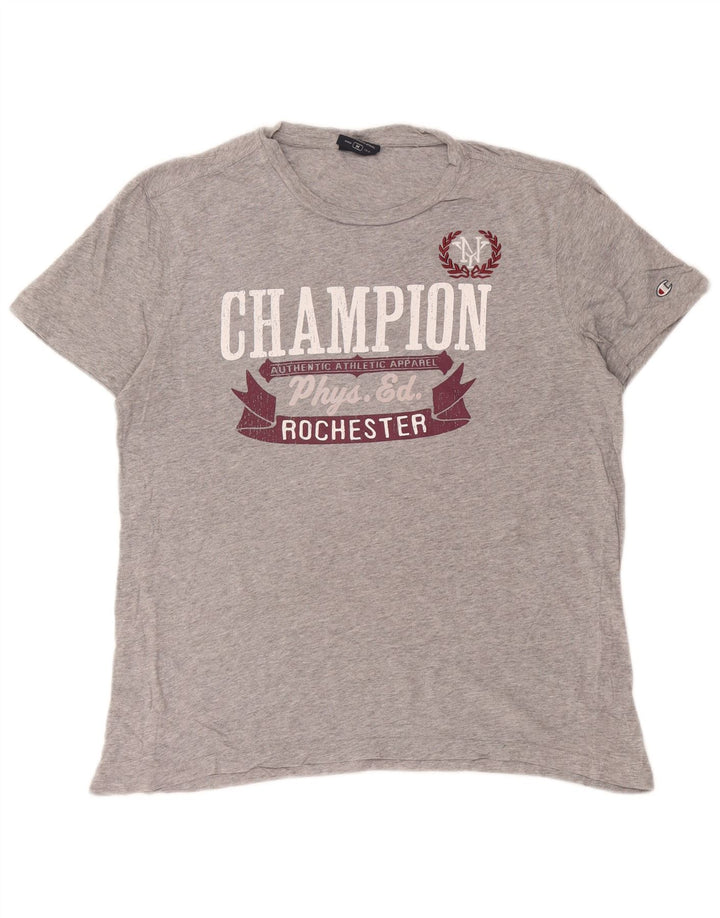 Champion Herre Rochester Grafisk T-Shirt Top Medium Grey Flecked Bomuld