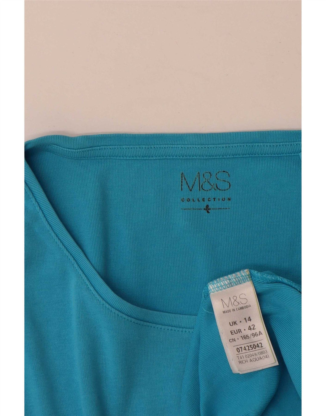 Marks & Spencer Dame Top Langærmet UK 14 Stor Blå Bomuld