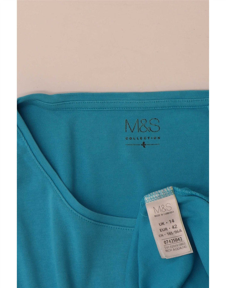 Marks & Spencer Dame Top Langærmet UK 14 Stor Blå Bomuld