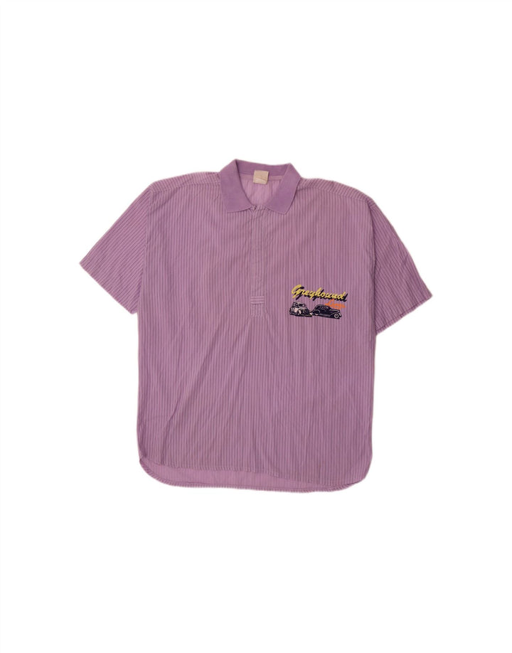 VINTAGE Mens Short Sleeve Pullover Shirt IT 42 Large Purple Striped Vintage Vintage and Second-Hand Vintage from Messina Hembry 