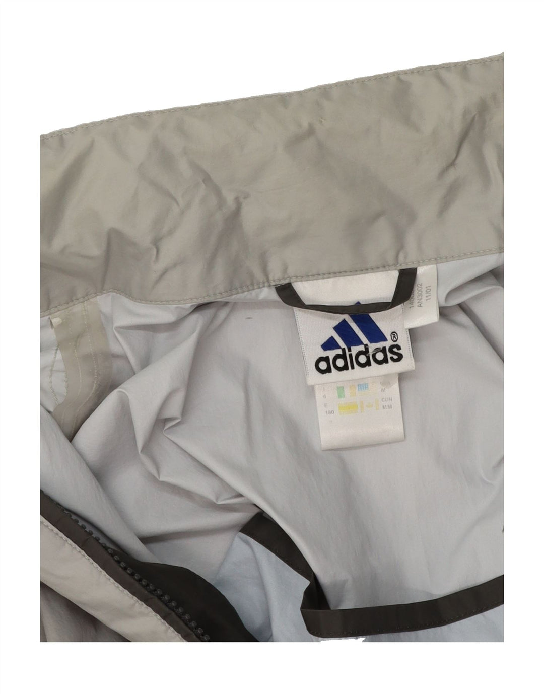 ADIDAS Mens Hooded Graphic Rain Jacket UK 40/42 Medium Grey Colourblock Vintage Adidas and Second-Hand Adidas from Messina Hembry 