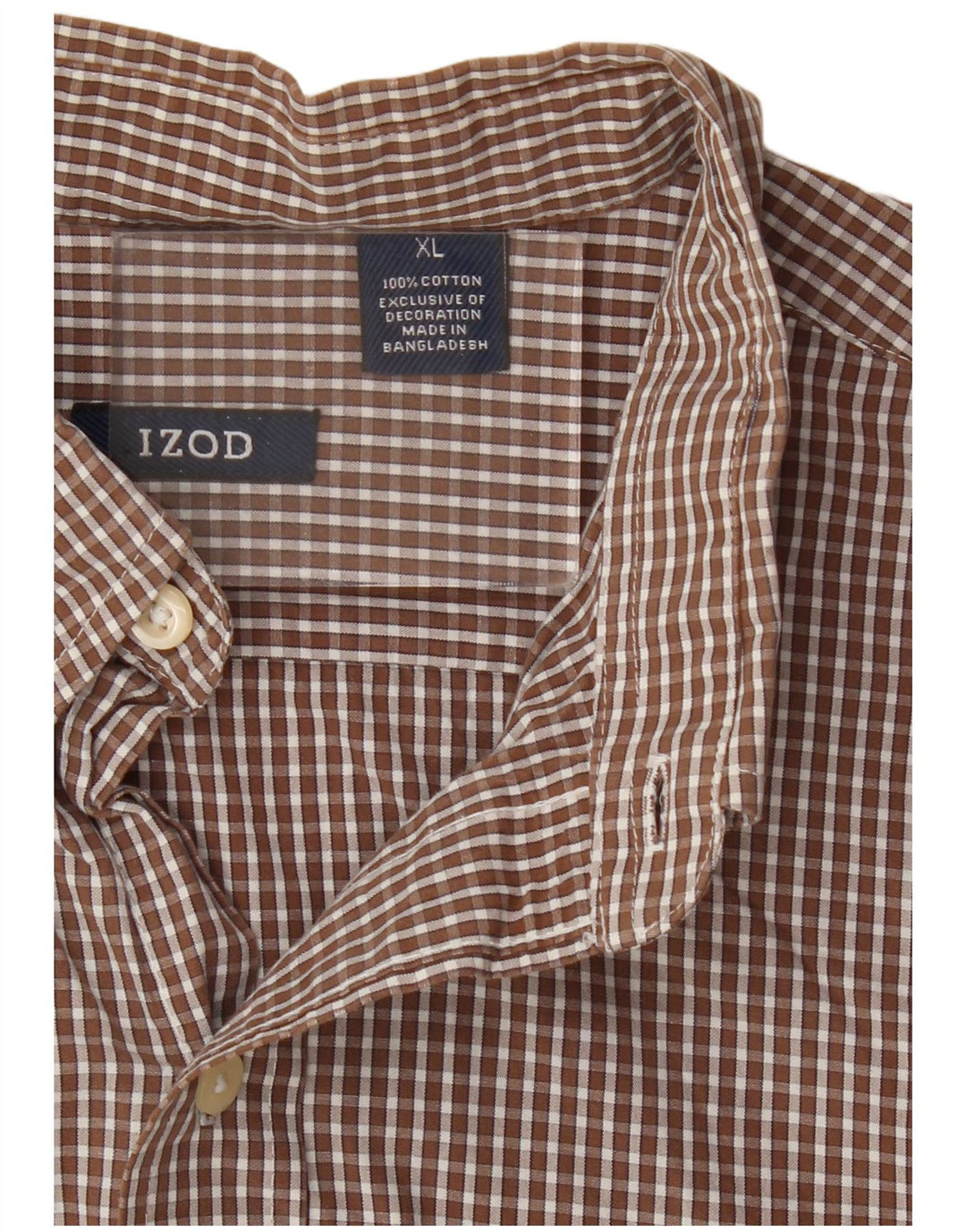 Izod herreskjorte XL brun ternet bomuld