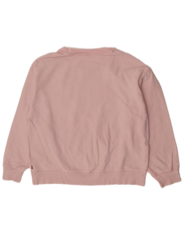 Levi's Dame Grafisk Loose Fit Sweatshirt Jumper UK 14 Stor Pink Bomuld