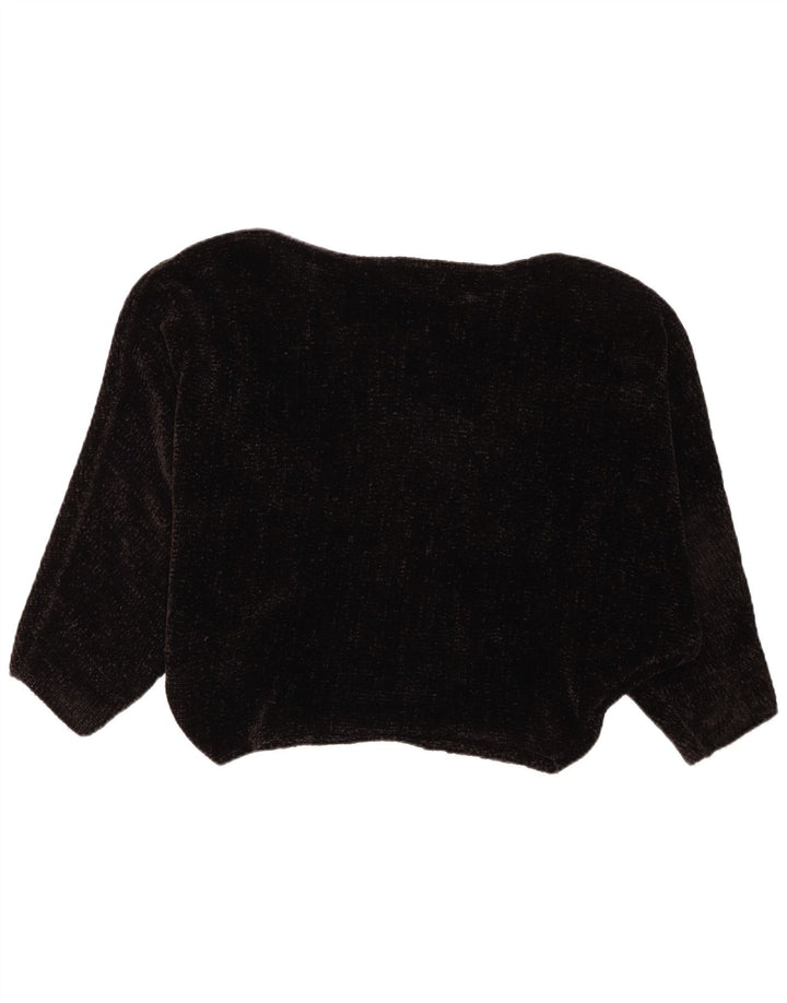 Zara Dame Oversized Boat Neck Jumper Sweater UK 10 Small Black Polyester