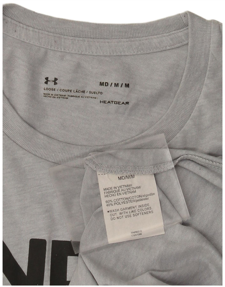 Under Armour Herre Heat Gear Grafisk T-shirt Top Medium Grey Flecked Bomuld