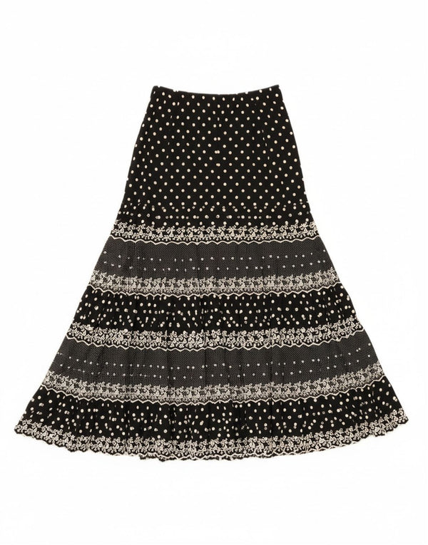 Vintage Womens Gypsy Skirt W28 Medium Black Spotted