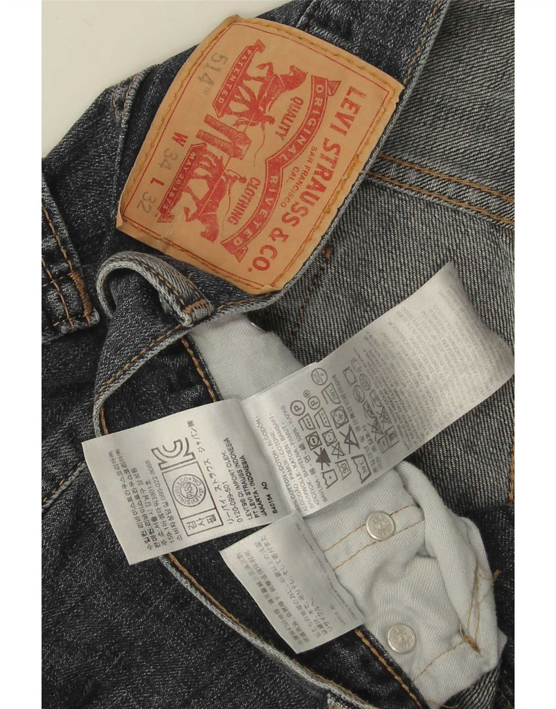 Levi's Herre 514 Capri Straight Jeans W34 L21 Blå Bomuld