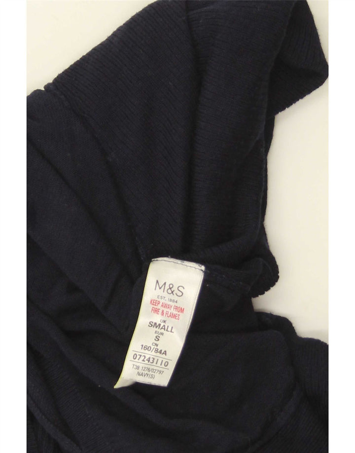 Marks & Spencer Womens Open Cardigan Sweater UK 10 Small Navy Blue Acryl