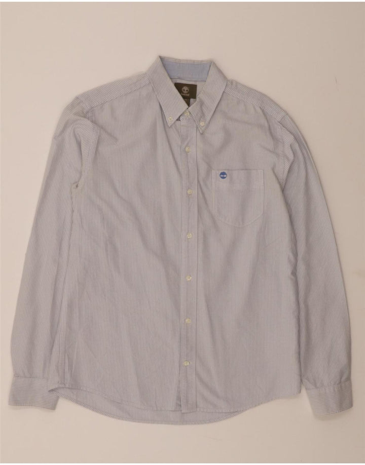 TIMBERLAND Mens Slim Fit Shirt Medium Blue Pinstripe Cotton Vintage Timberland and Second-Hand Timberland from Messina Hembry 