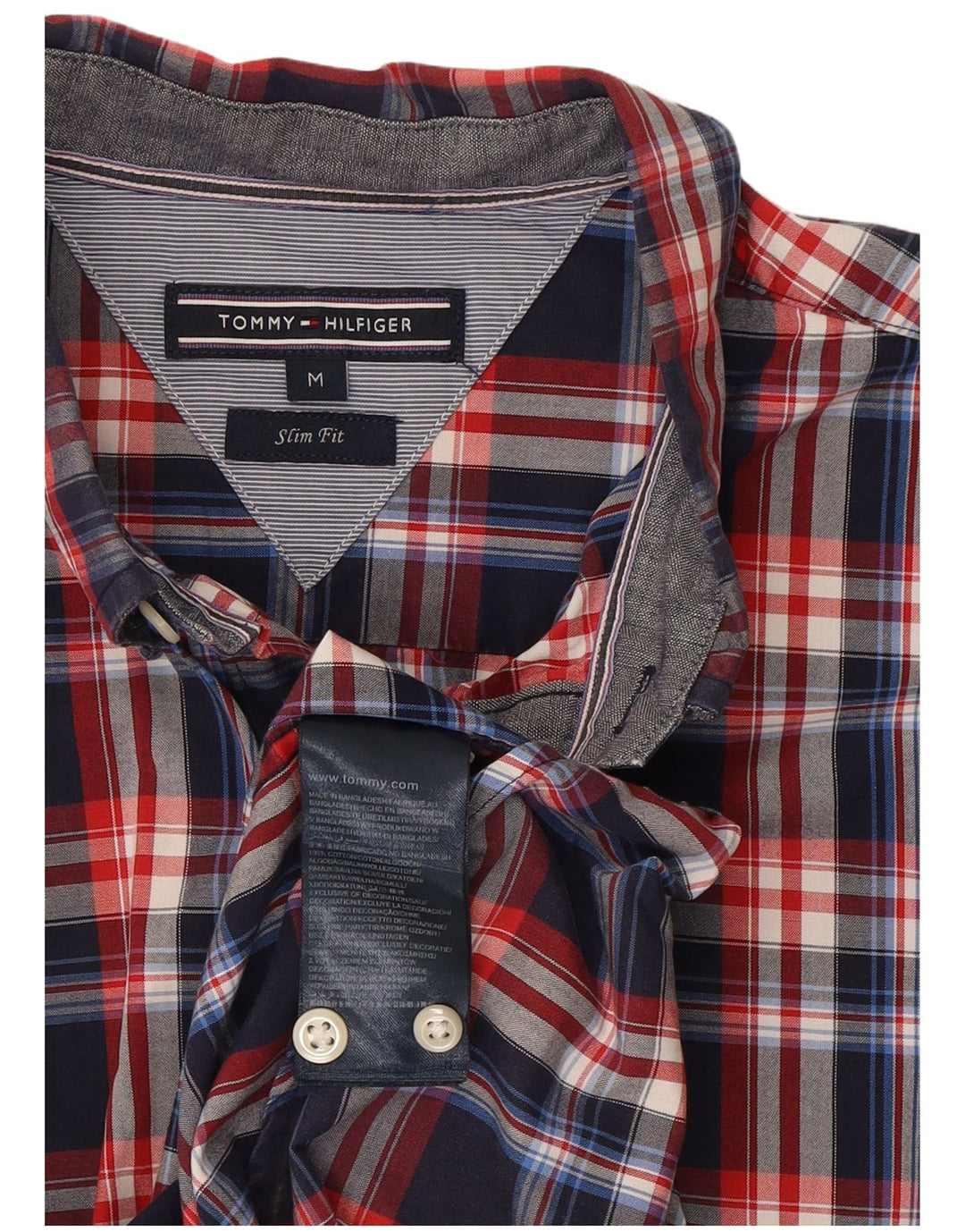 Tommy Hilfiger Herre Slim Fit skjorte Medium marineblå ternet bomuld