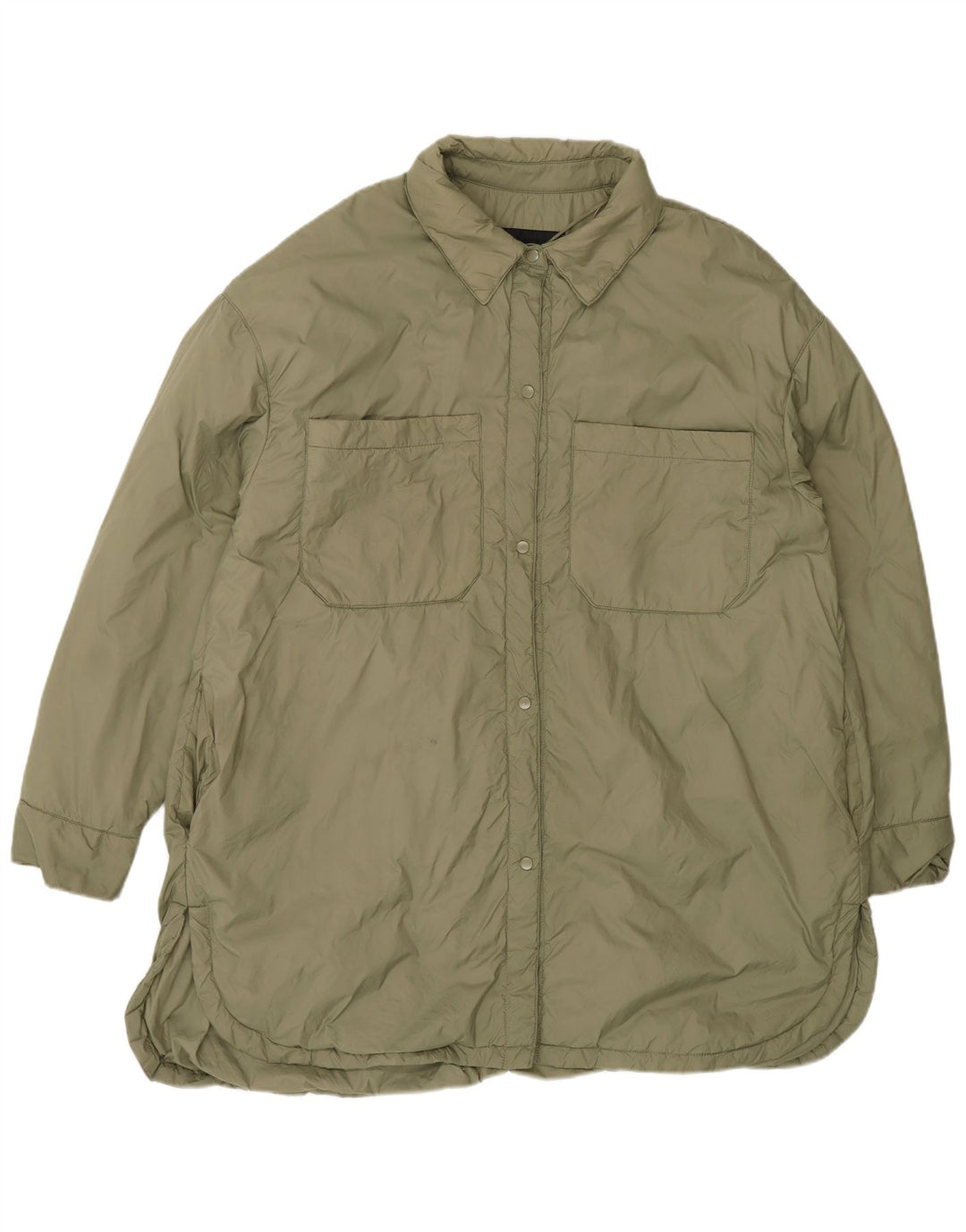 Zara Dame Oversized Windbreaker Coat UK 16 Stor Khaki Polyamid