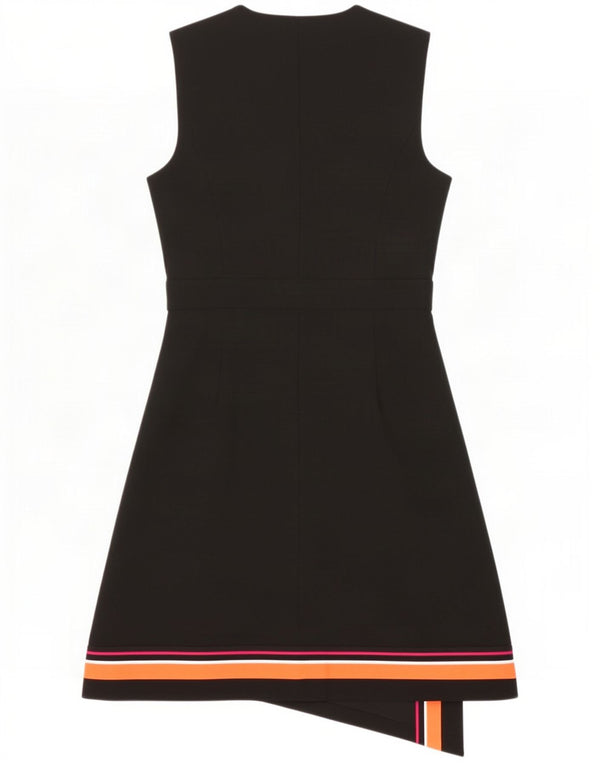 Karen Millen Dame Sleeveless Wrap Dress UK 12 Medium Black Colourblock